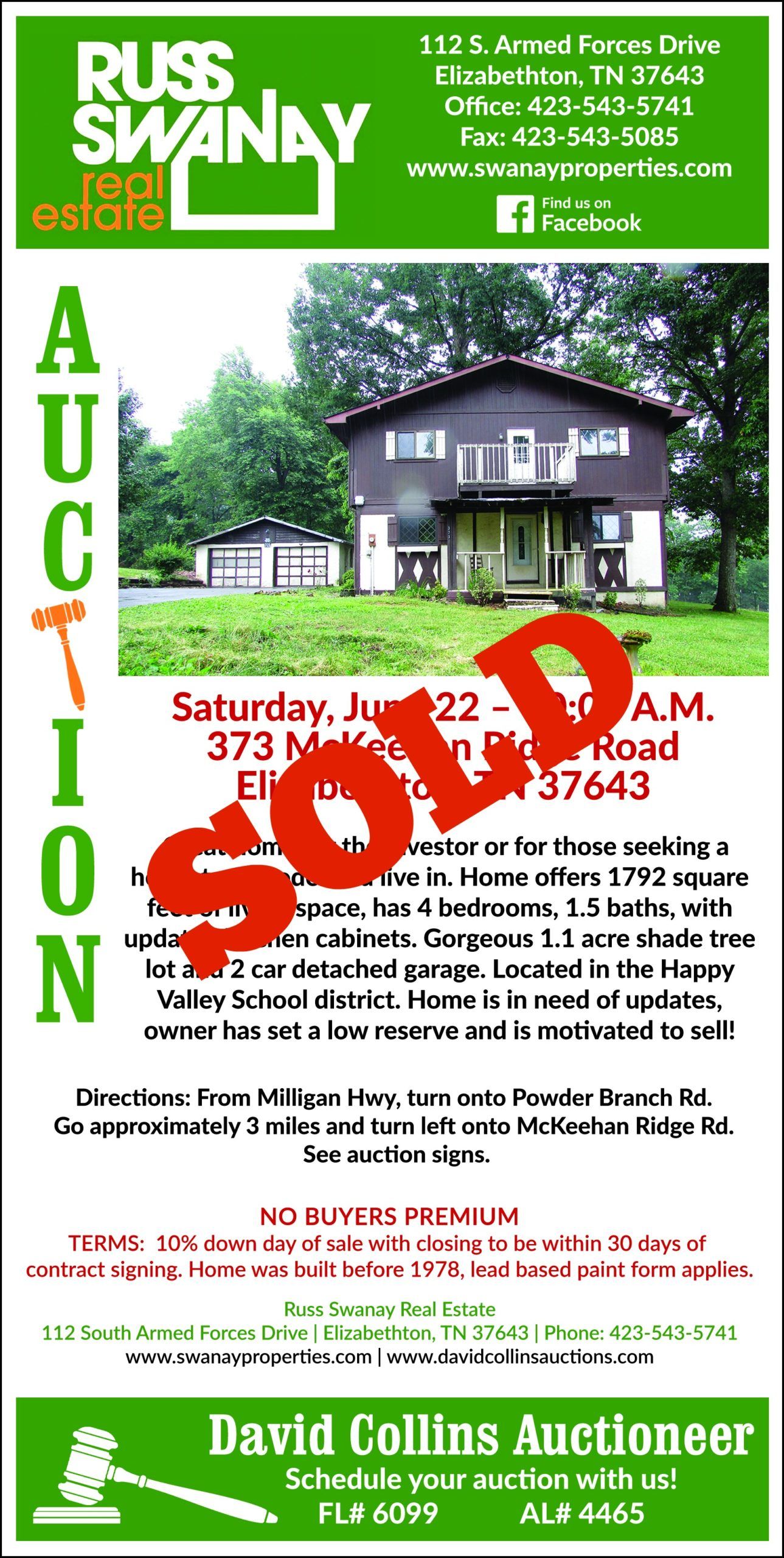 Closed Live House and Property Auction by Collins & Co. 