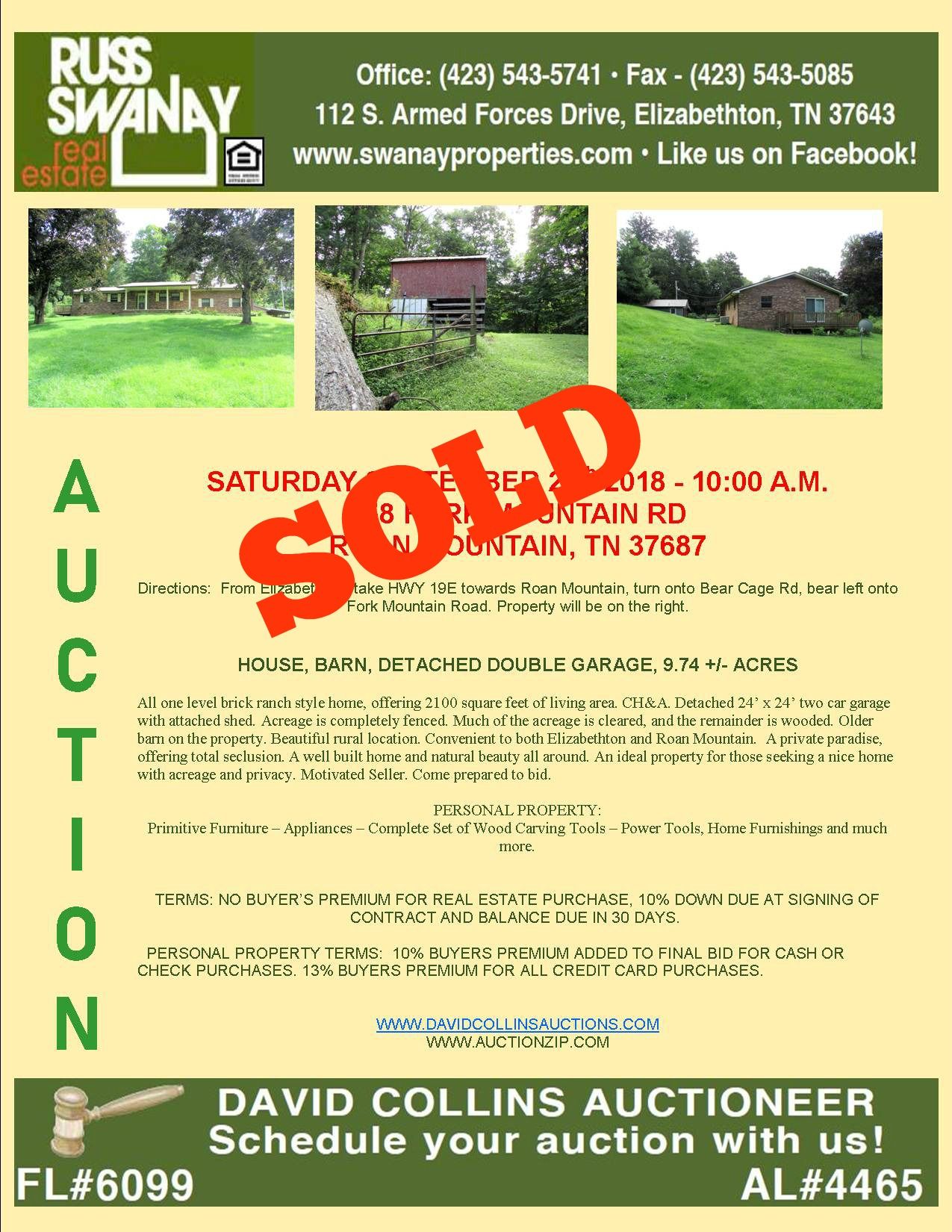 Closed Live House and Property Auction with barns and building on the land by Collins & Co. 