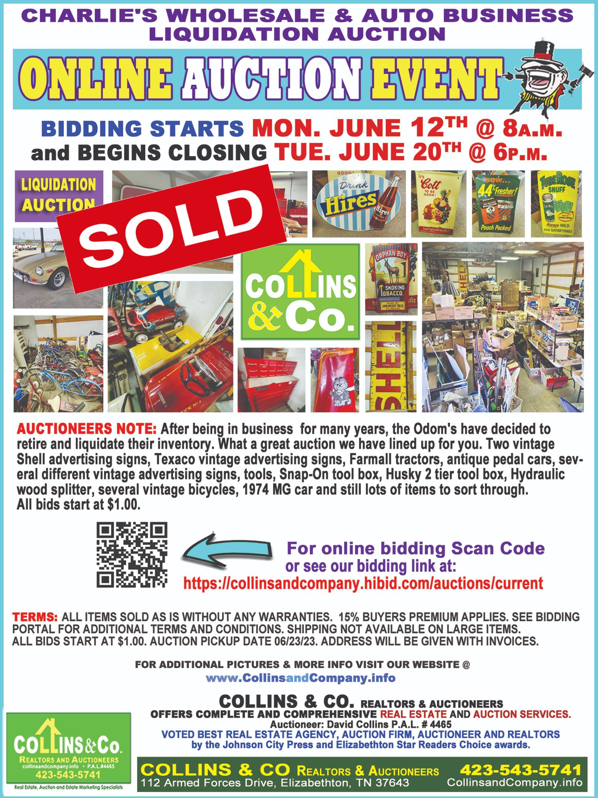 Charlie 's wholesale and auto business liquidation auction online auction event