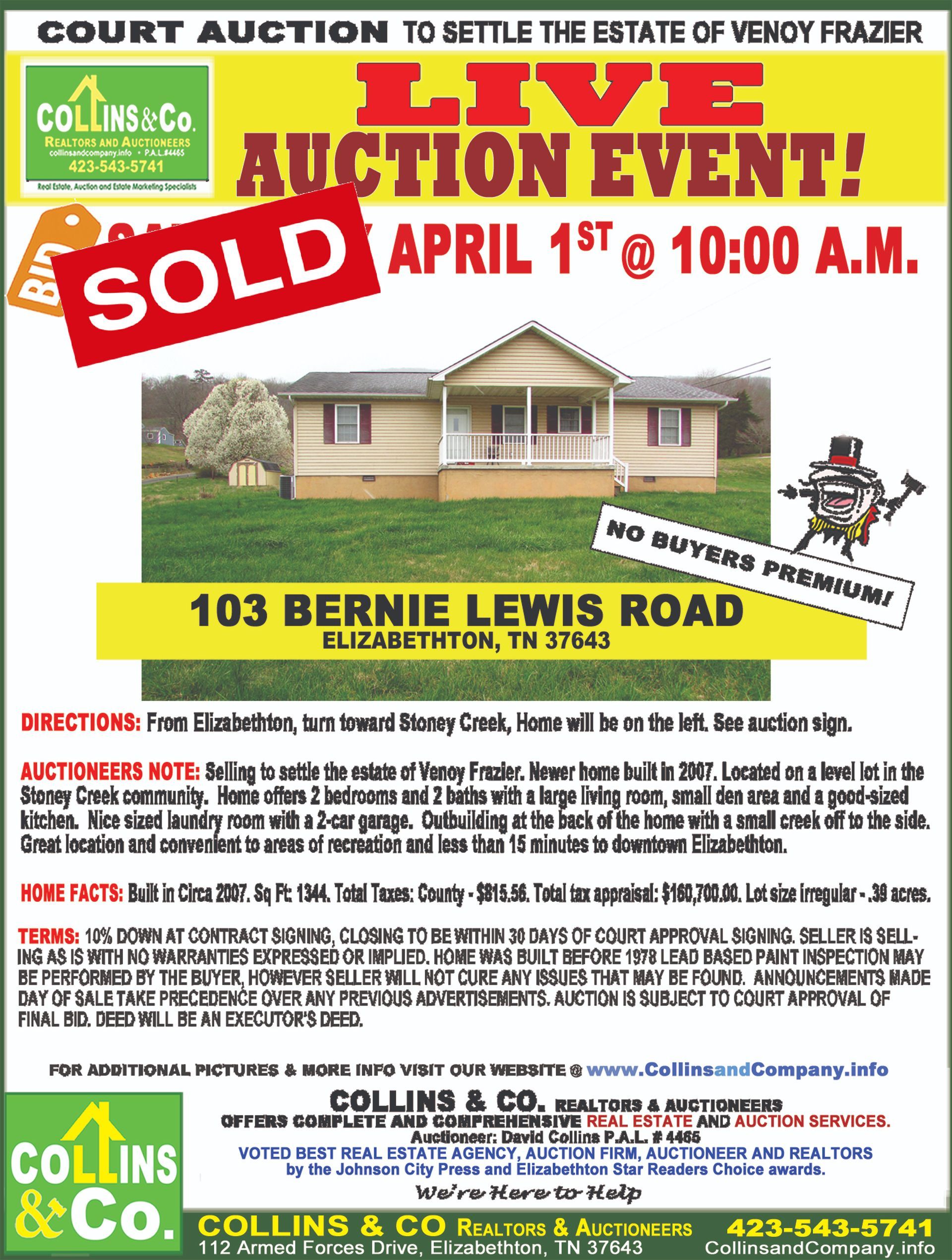A poster for a live auction event on april 1st
