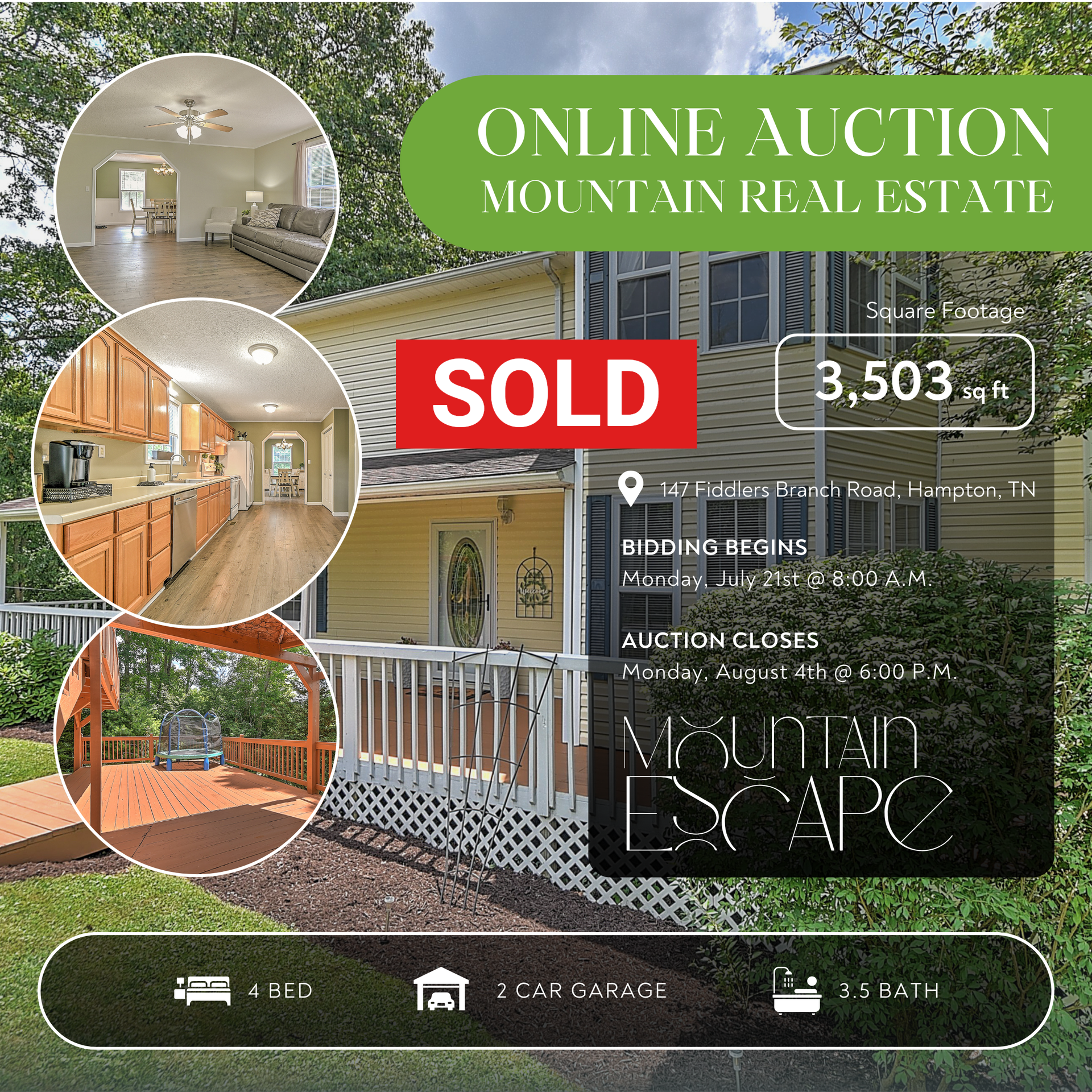 Real estate advertisement. Yellow house for sale, 