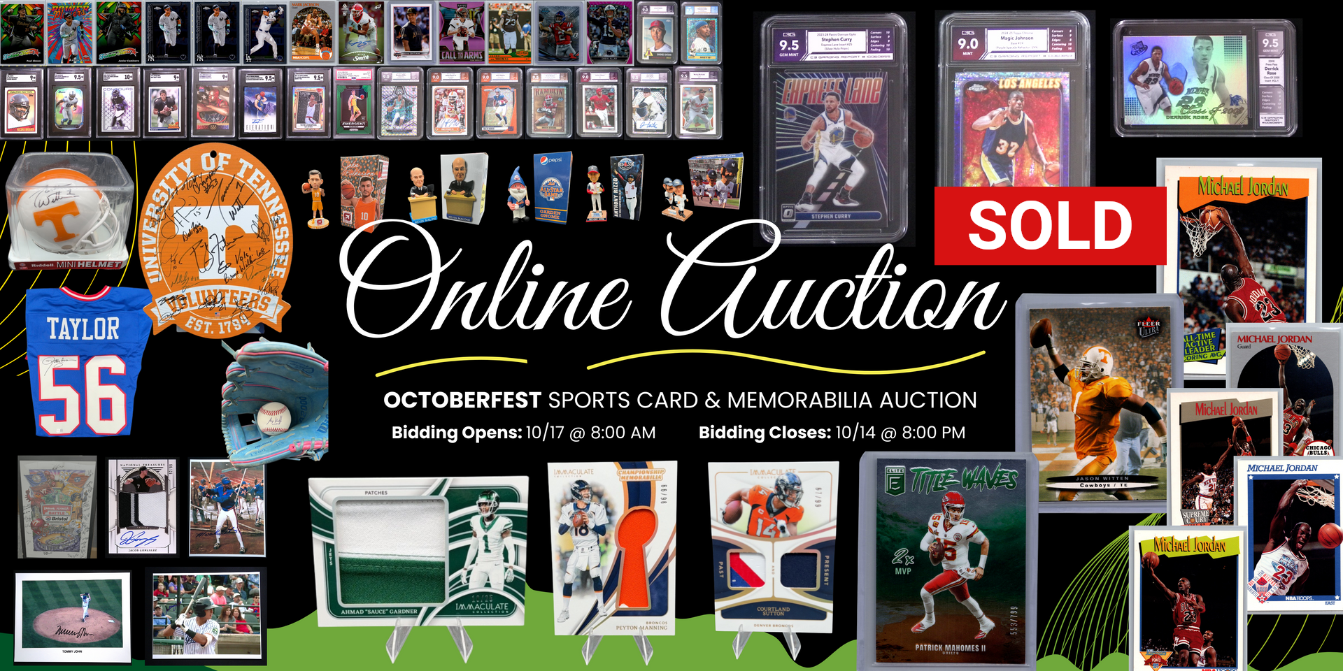 Online auction banner: Sports cards, memorabilia, 