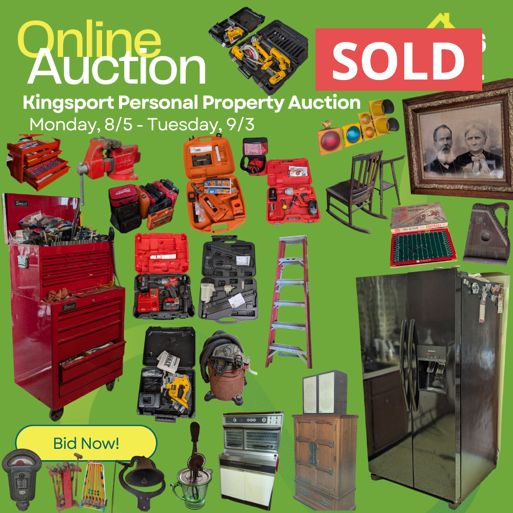 A kingsport personal property auction is being held on monday 8 / 5 - tuesday 9 / 3