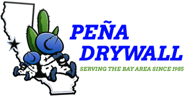 Pena Drywall logo with green-and-gold mascot and California outline