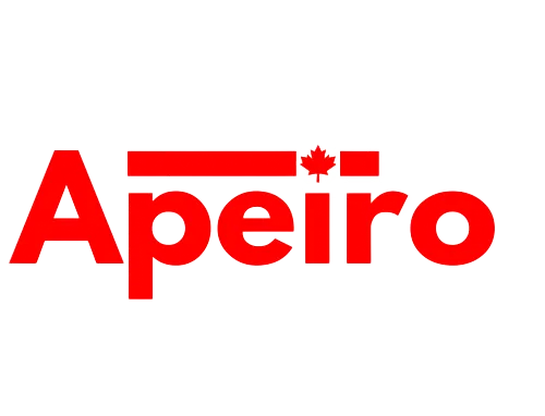 Red Apeiro logo with a red maple leaf above the āiā on a white background