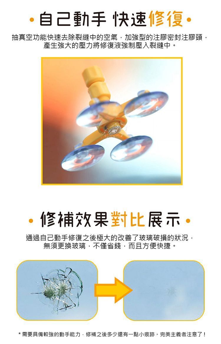 【玻璃修補劑 裂痕/凹洞皆可補滿】玻璃修復器 修復玻璃 無痕跡 還原玻璃 擋風玻璃【DE391】