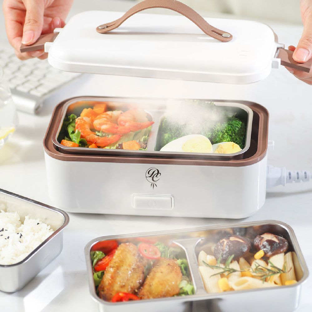 (【二層/三層款】白色)保固一年【304不鏽鋼 日式電熱飯盒】蒸飯盒 電熱飯盒 便當盒 保溫盒 加熱飯盒 餐盒 電熱便當盒 蒸飯便當盒 飯盒【DR226】