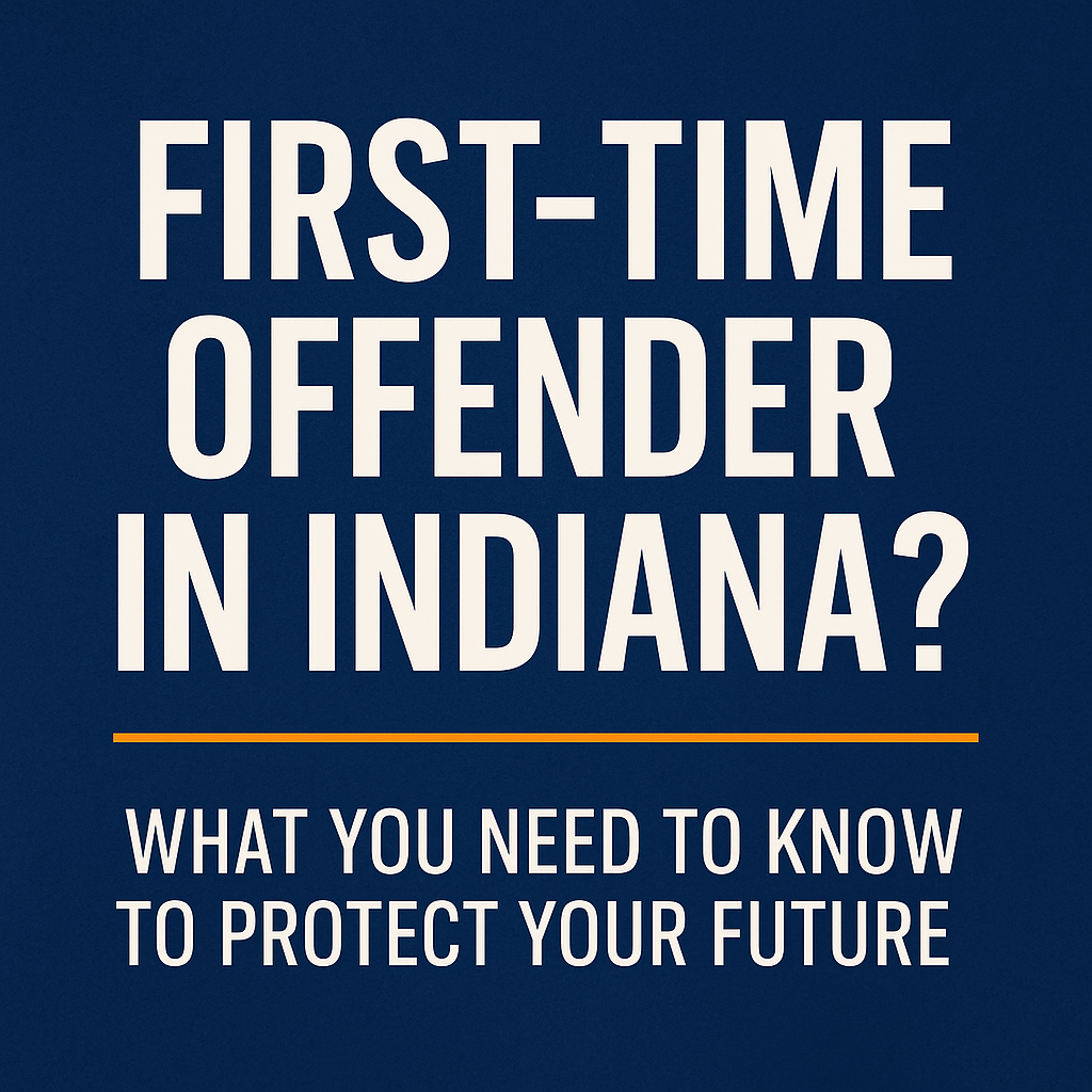 An image with the following words - First-time offender in Indiana? What you need to know to protect your future.