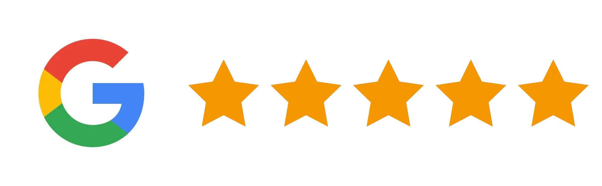 A google logo with five stars on a white background.