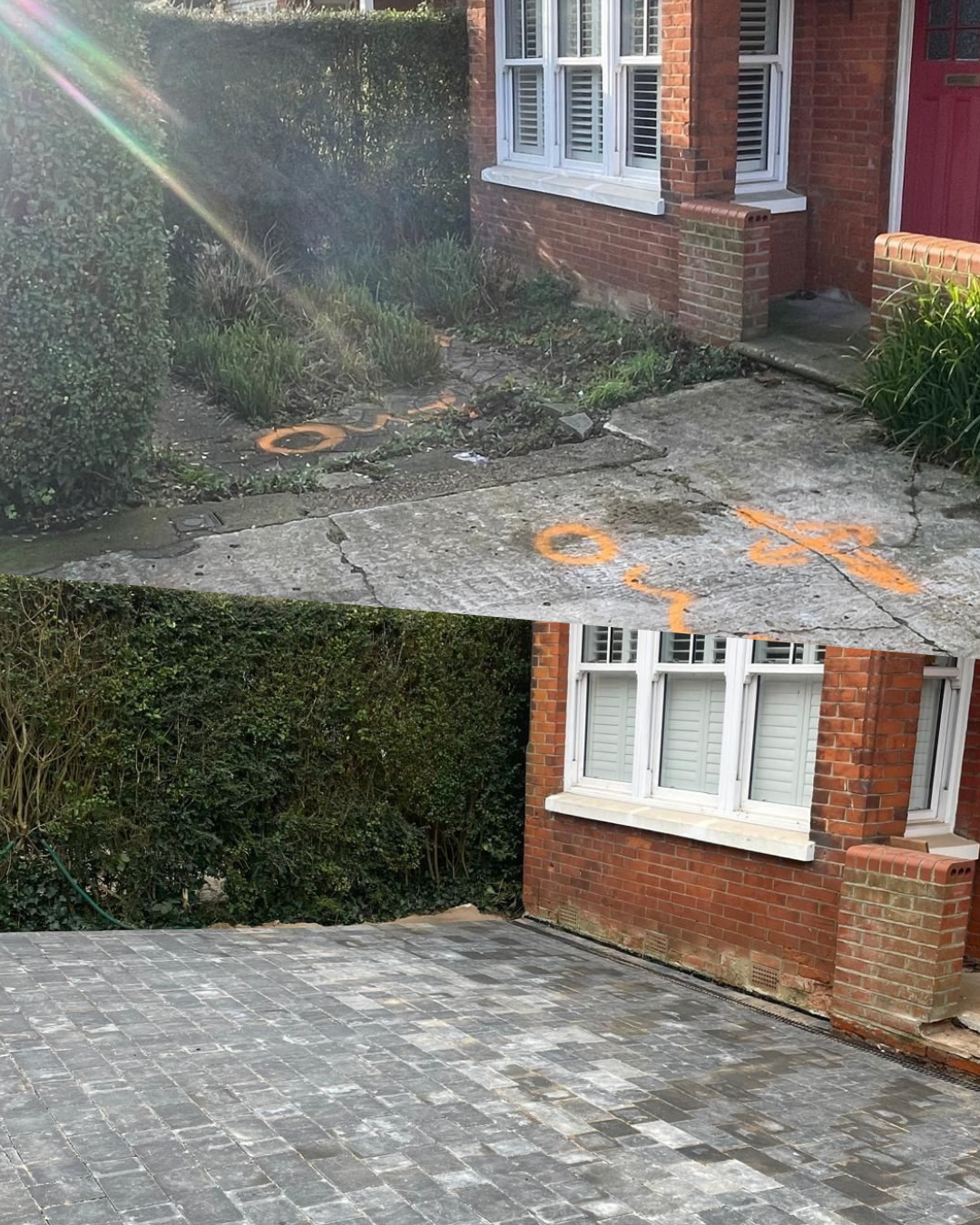weed free and weeded driveway