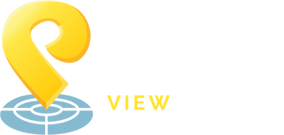 A yellow arrow pointing to a target with the word view below it.
