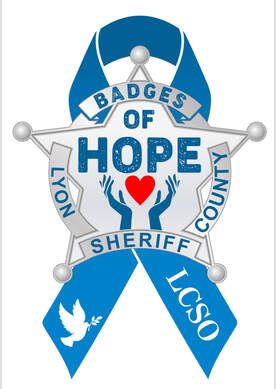 A badge with a blue ribbon that says `` badges of hope ''
