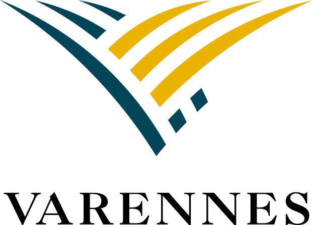 A logo for varennes with a blue and yellow design