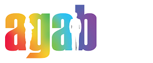The word agab is written in rainbow colors on a white background.