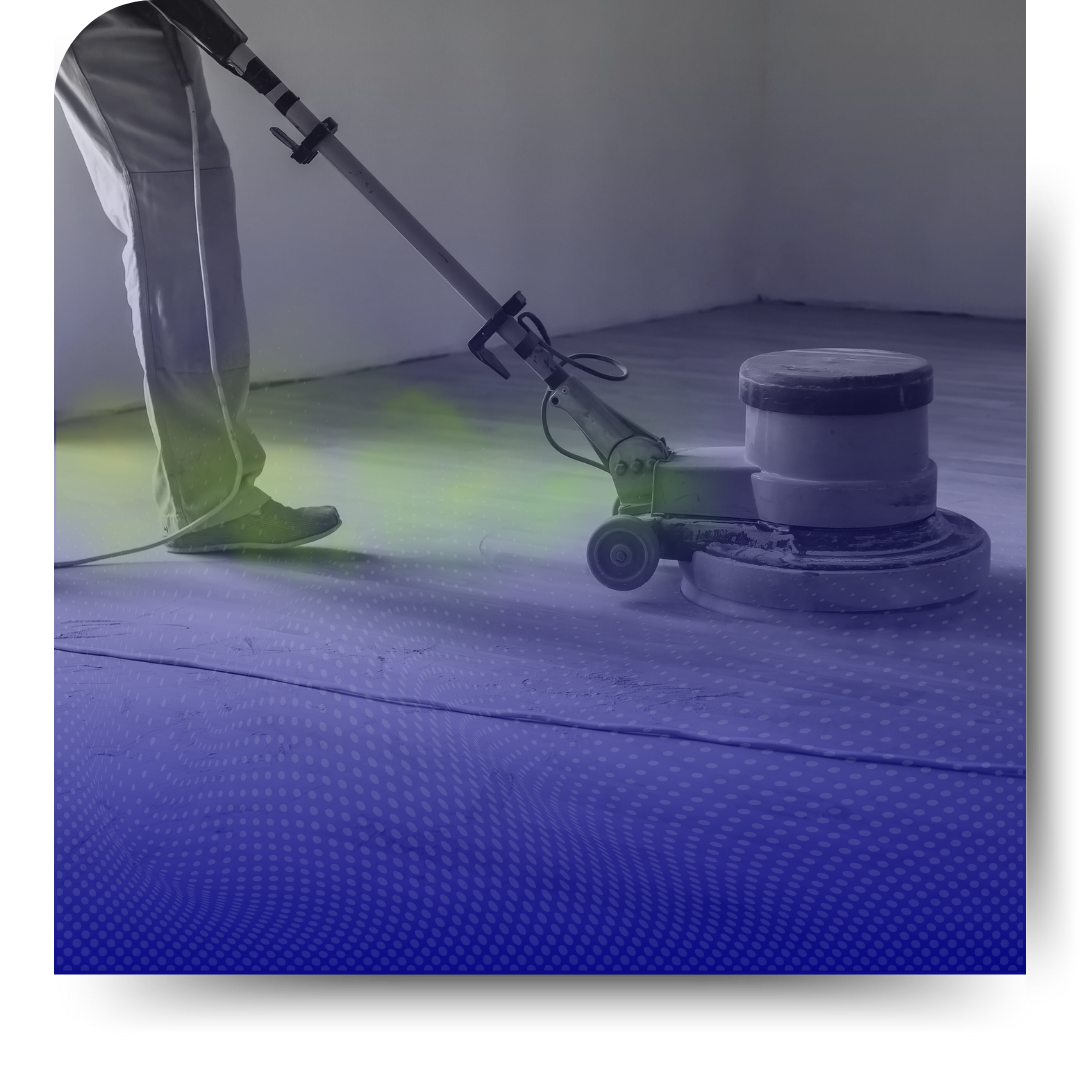 A man polishing the floor