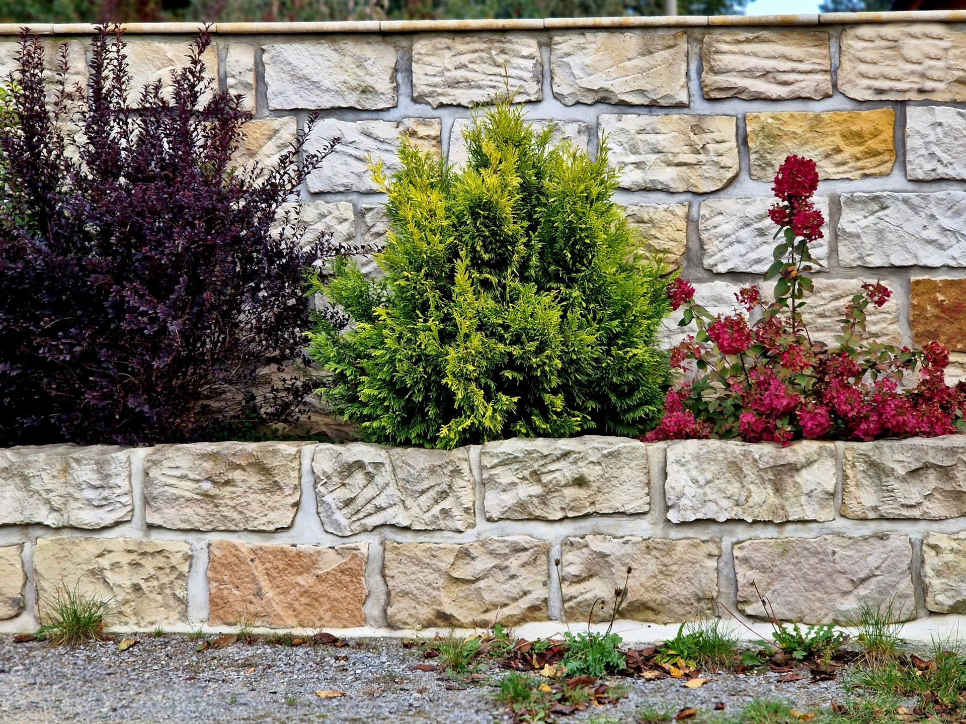 A close up of a brick wall with a gray background.