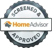 HomeAdvisor “Screened & Approved” badge logo in gray, white, and orange