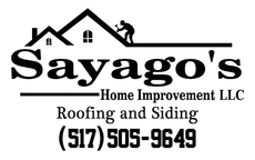 Sayago's Home Improvement LLC roofing and siding logo with phone number (517) 505-9649