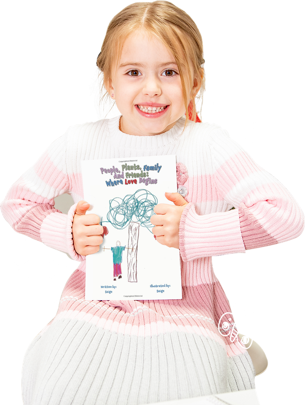 saige holding a book