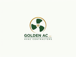 Golden AC HVAC Contractors logo in green, gold, and white with circular leaf emblem