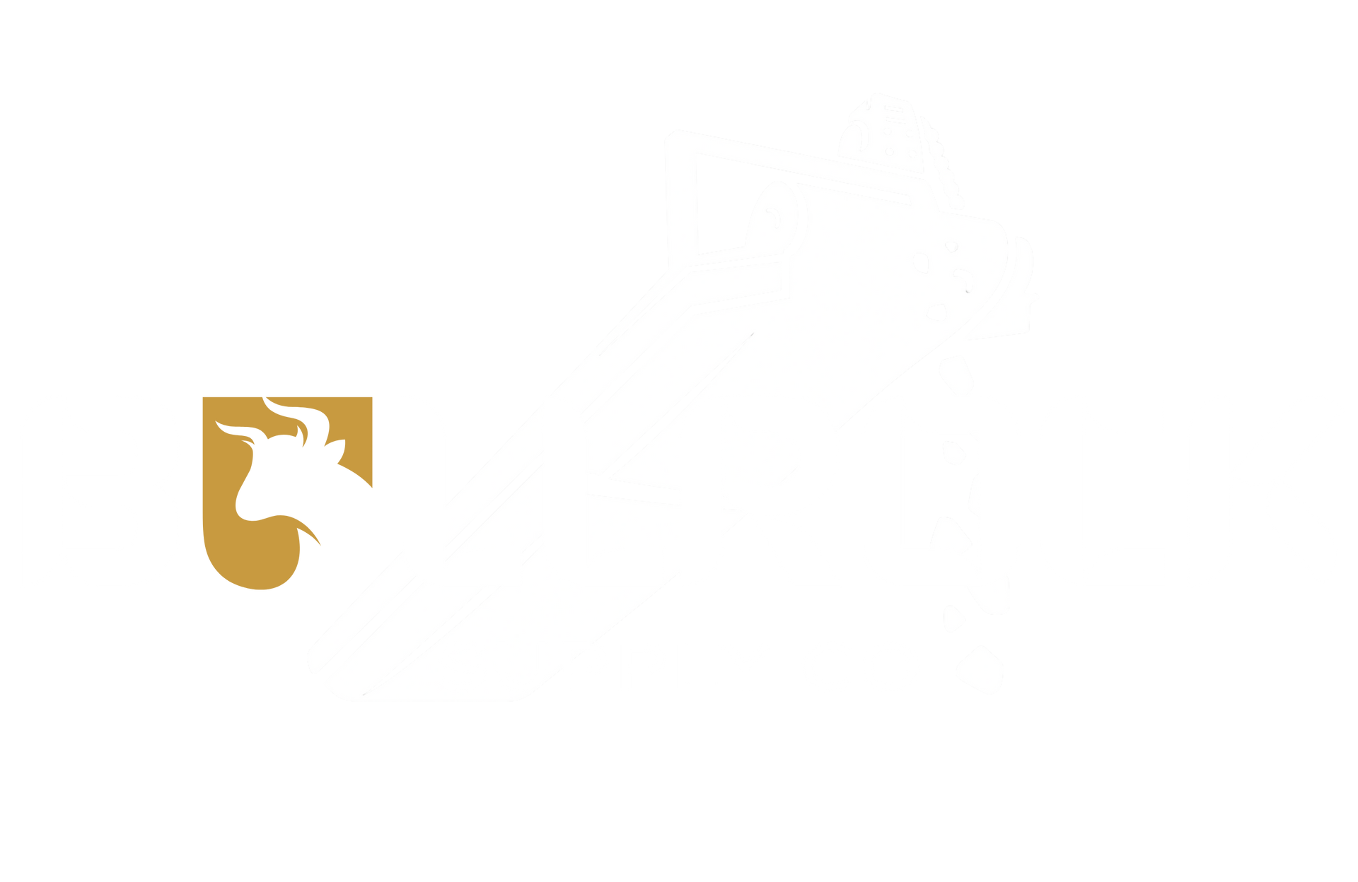 Gold stylized animal head logo on a white background