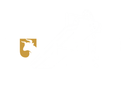 Gold stylized animal head logo on a white background