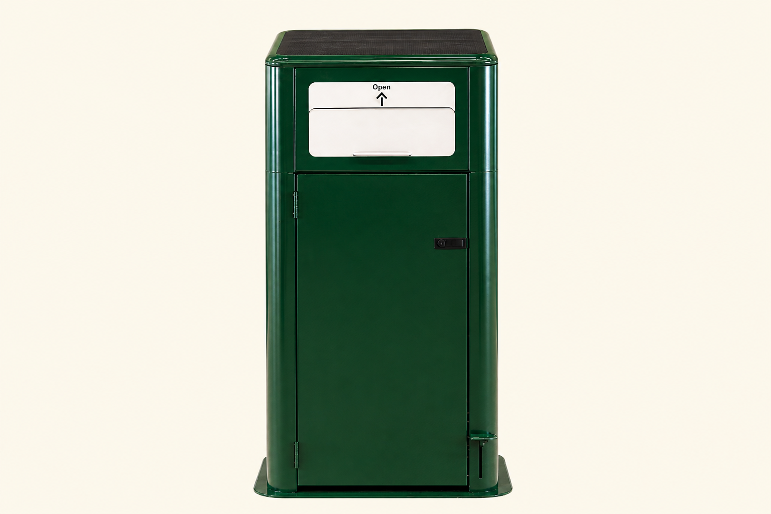Green vintage organic waste bin with a flap and ventilation