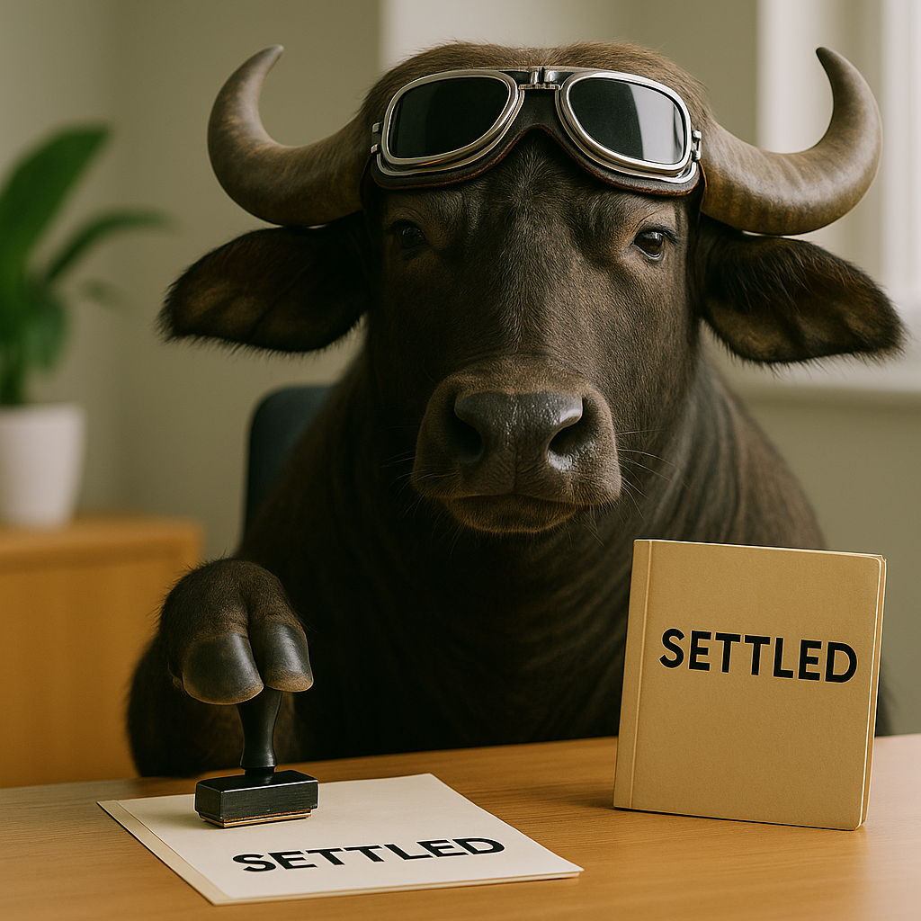 Buffalo Stamping Settled Onto Papers— Wingman Conveyancing in Arnhem Land, NT