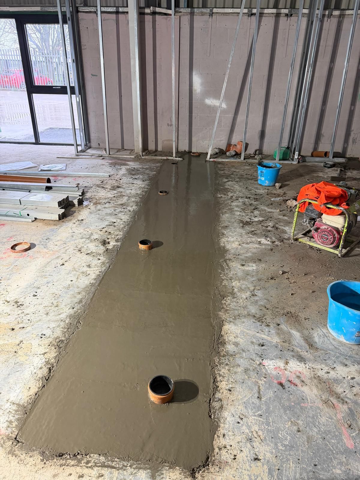 Carter Civils drainage installation with pipework, trenching and site water management on a UK construction site