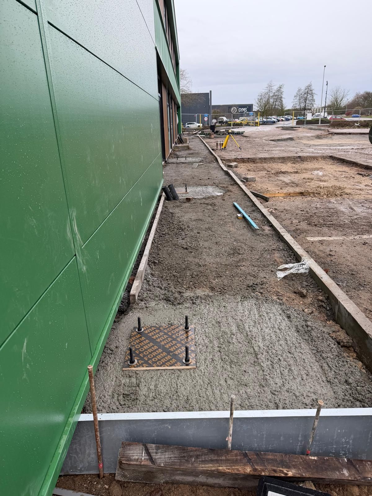 Carter Civils foundation installation with excavation, formwork and reinforced concrete works on a UK construction site