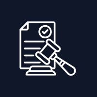 Legal document with check mark and gavel.