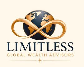 Logo of Limitless Global: interconnected shapes in gold and blue with text below.