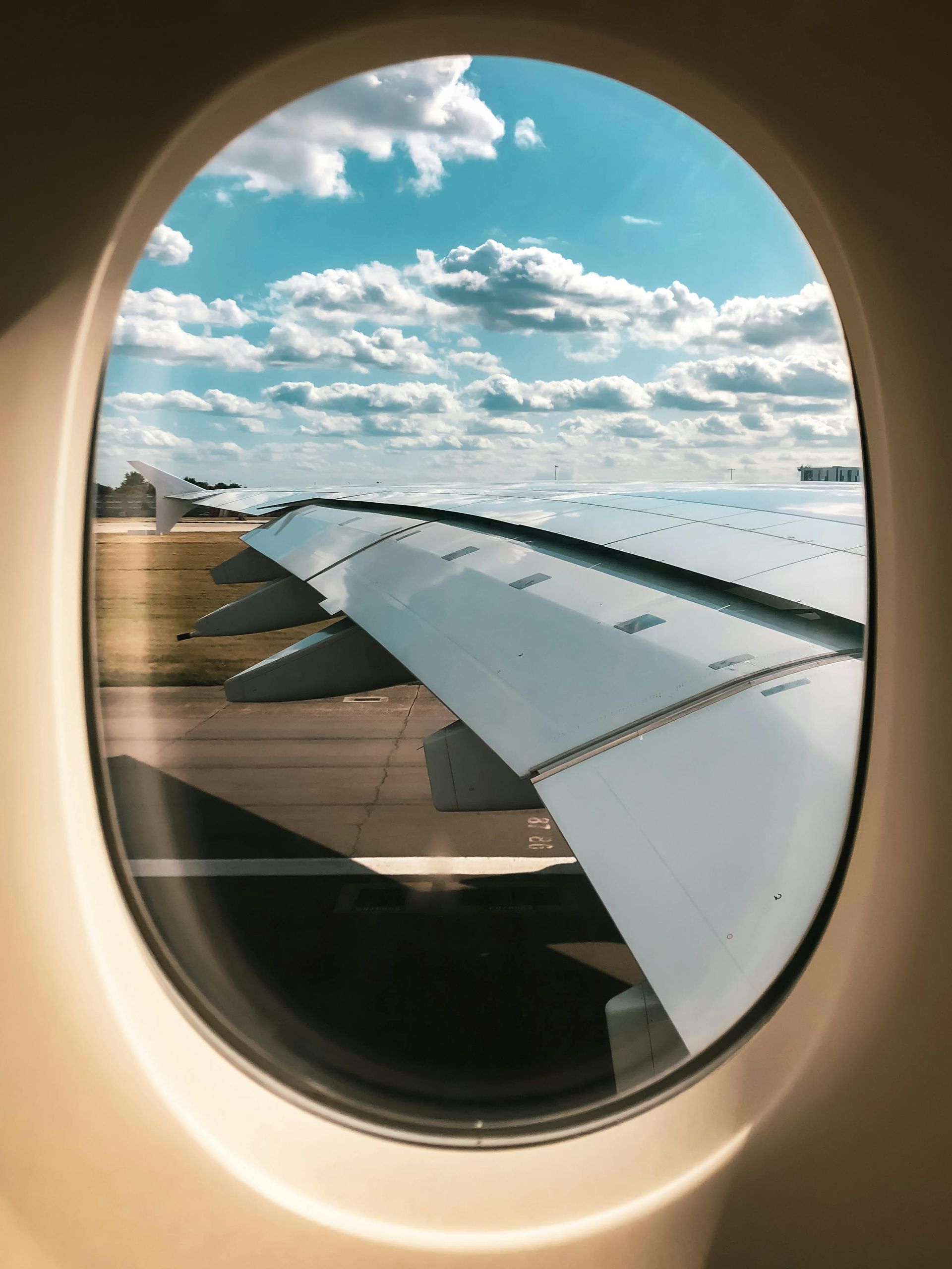 Looking out an airplne window
