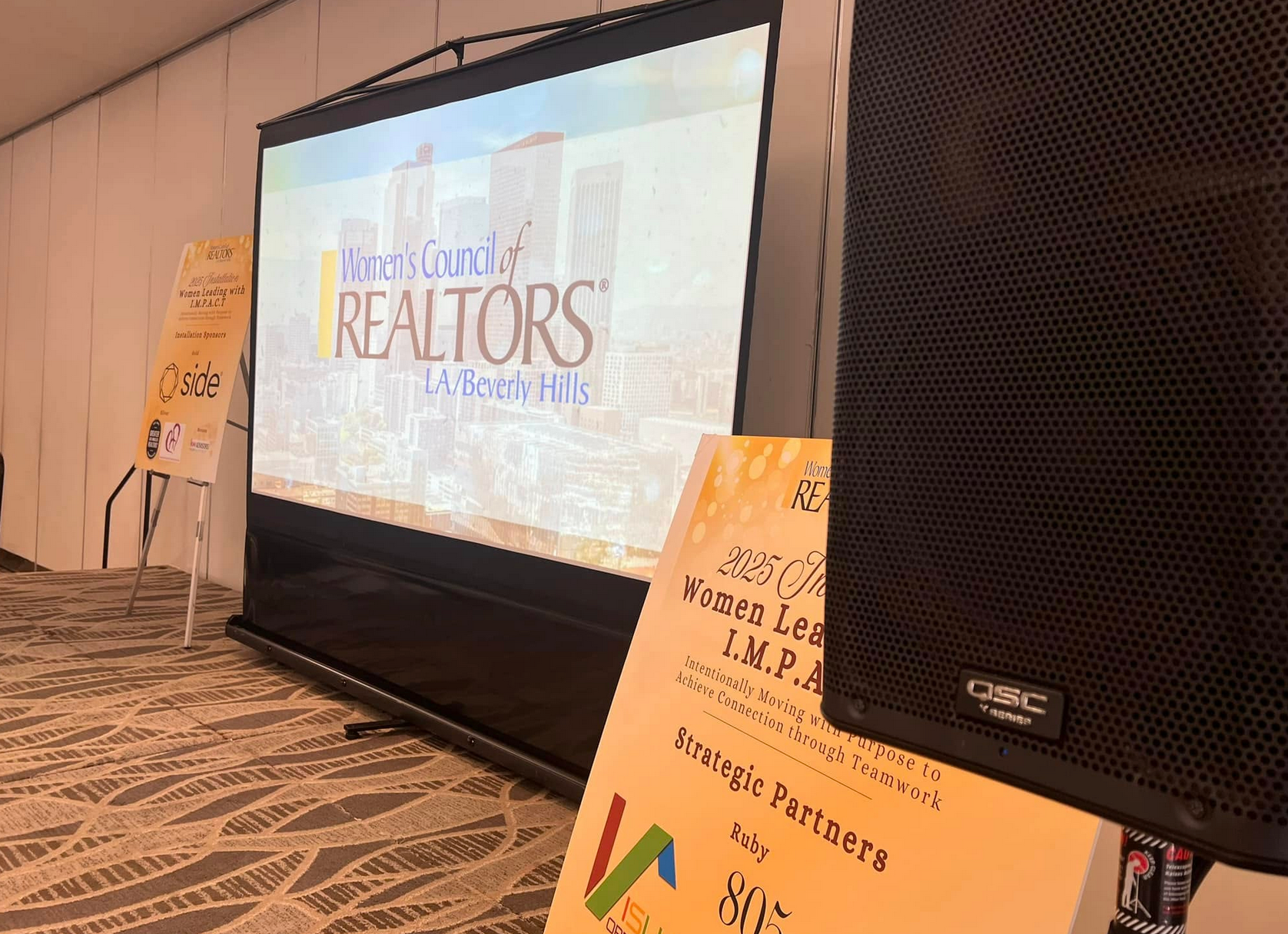 A presentation screen with 