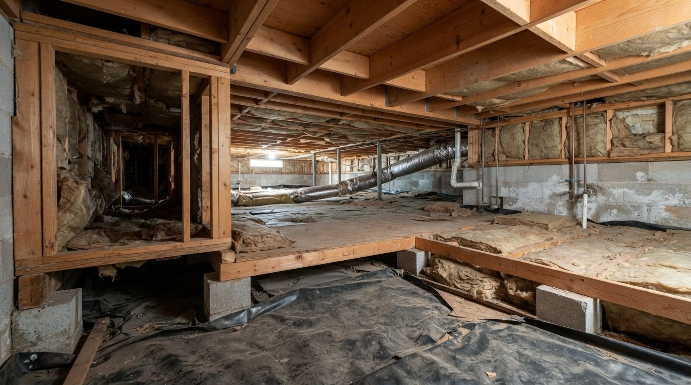 Crawl space conditions affecting insulation and energy costs in Conroe Texas