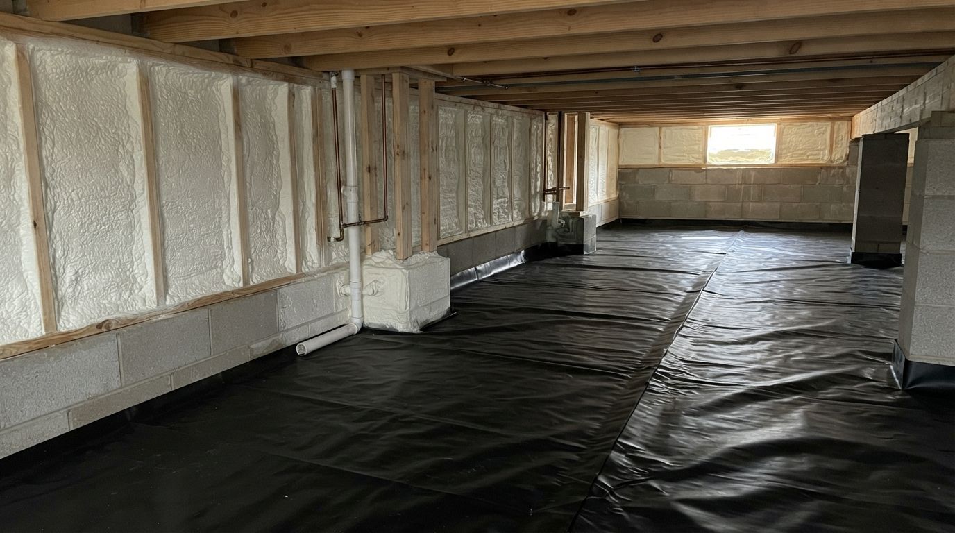 Completed crawl space spray foam insulation project in Spring Texas