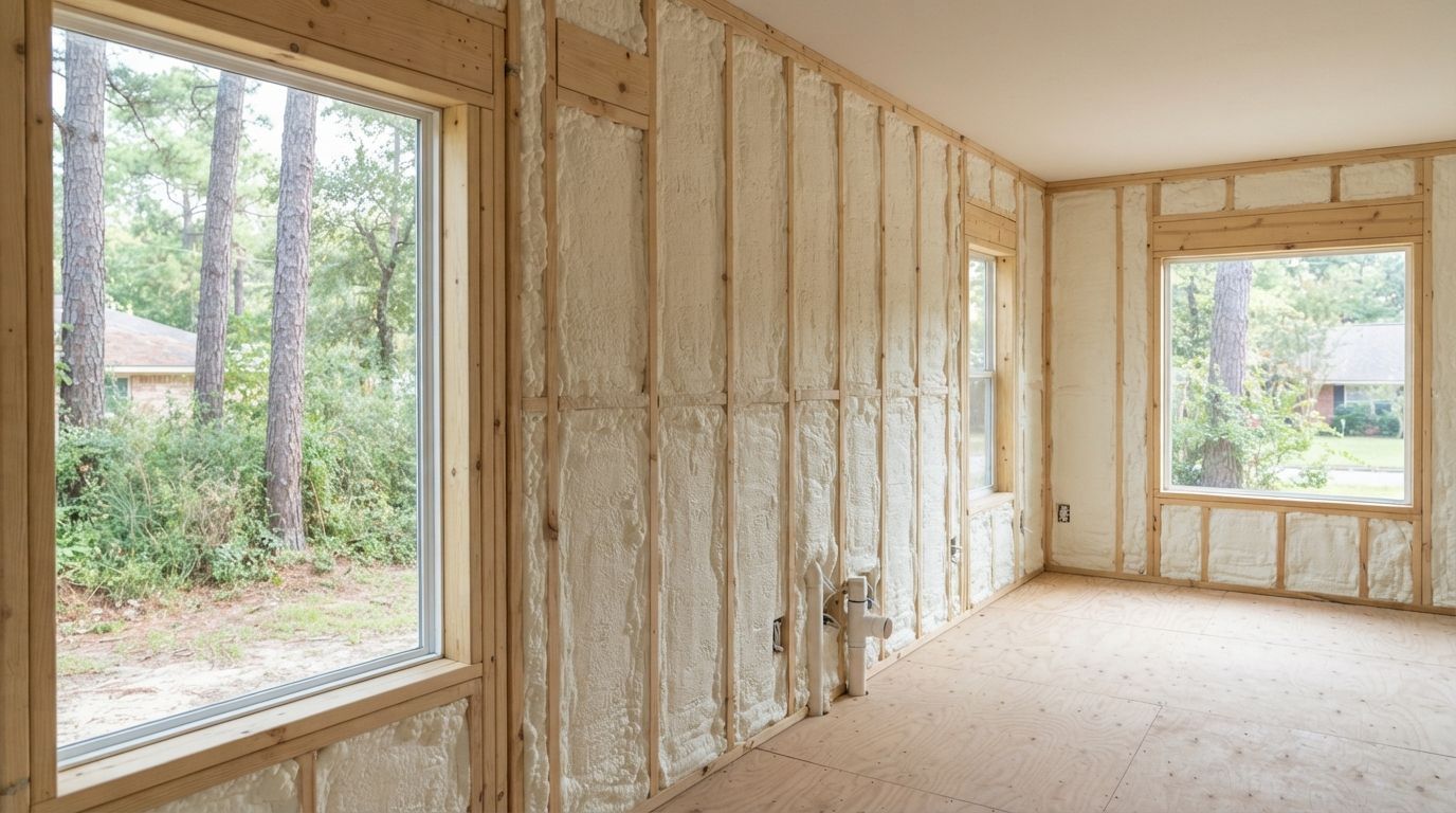 Completed wall spray foam insulation project in Huntsville Texas