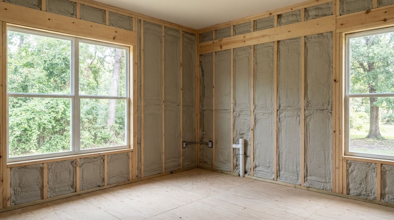 Completed closed cell spray foam wall insulation project in Conroe Texas