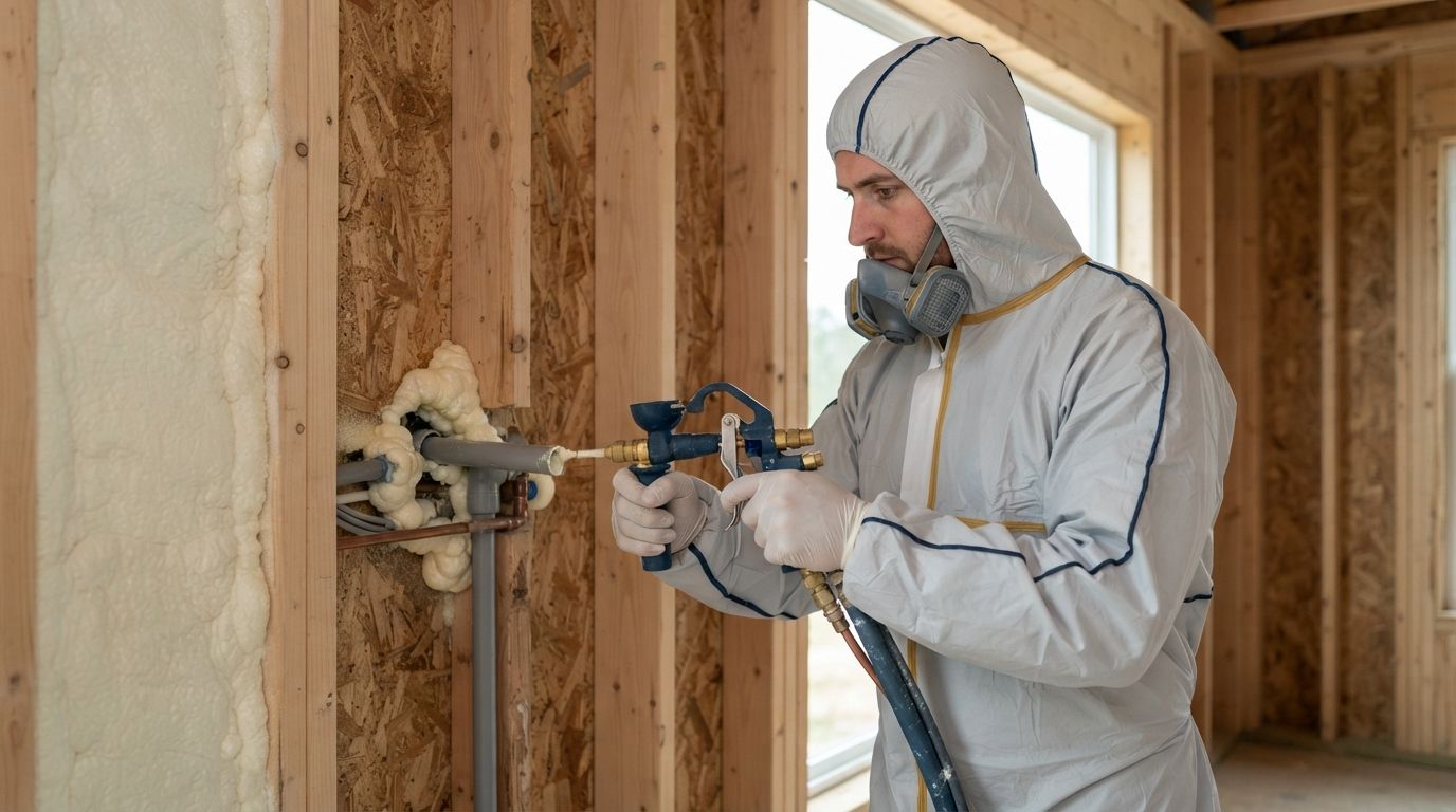 conroe closed cell spray foam technician preparing professional equipment