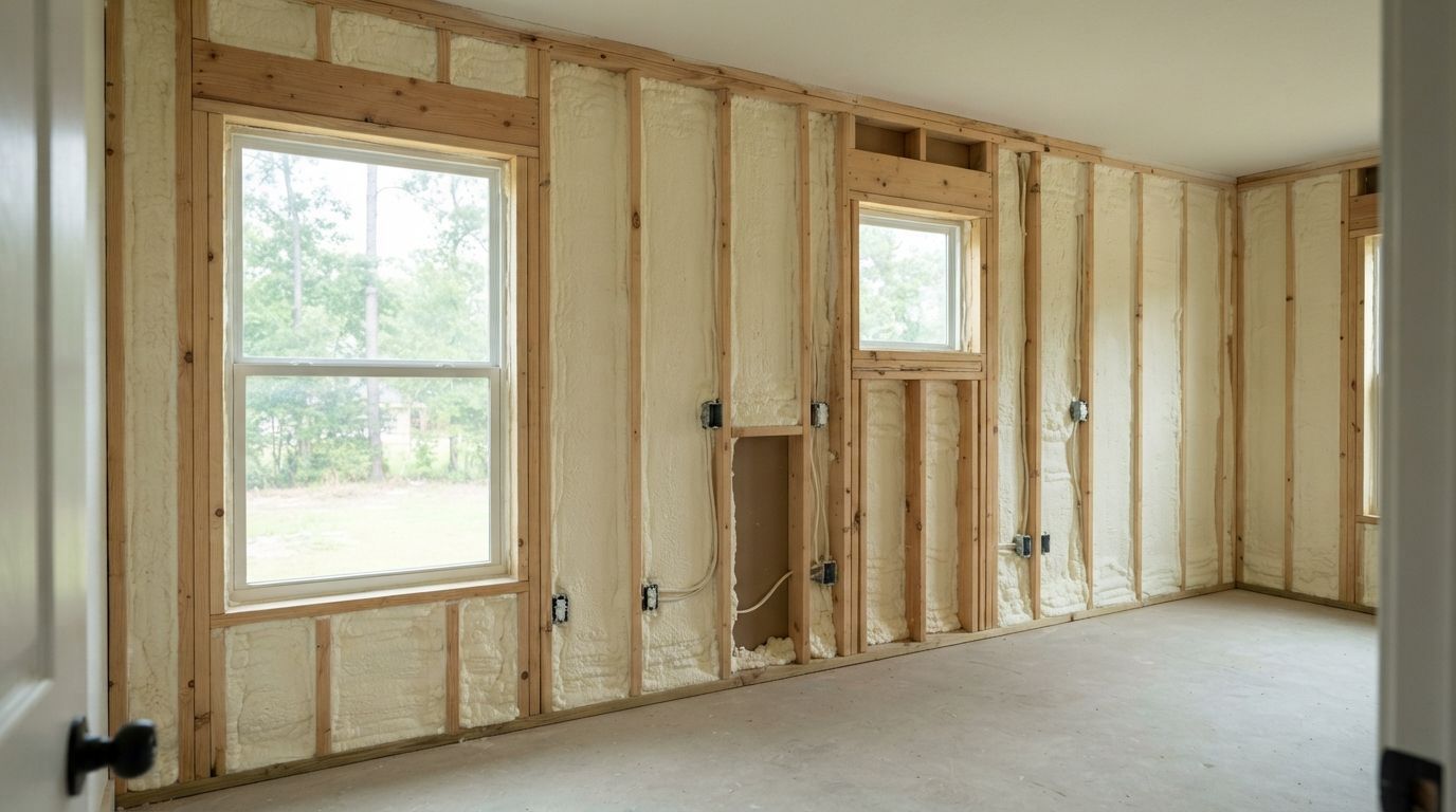 Homeowner discussing a closed cell spray foam estimate in Conroe Texas