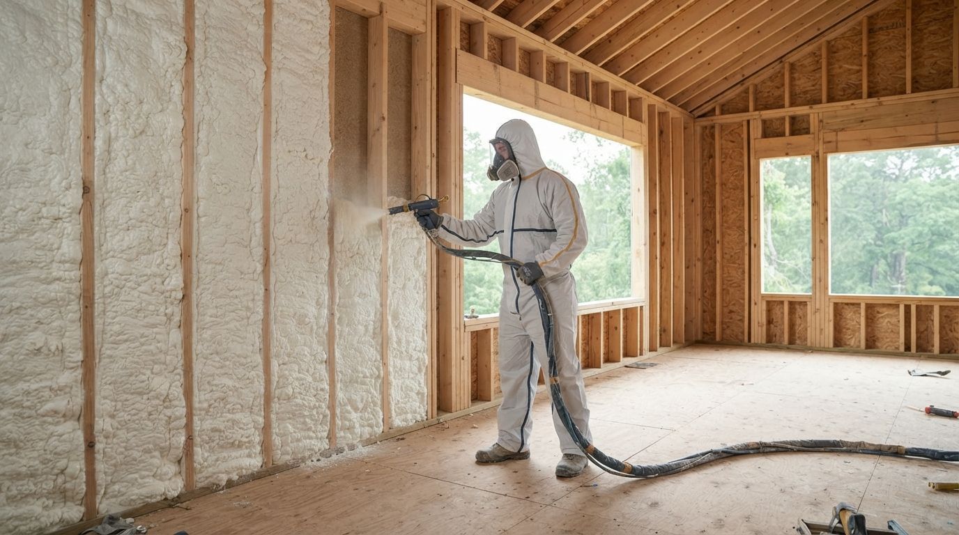 Open cell spray foam insulation for homes and buildings in Conroe Texas