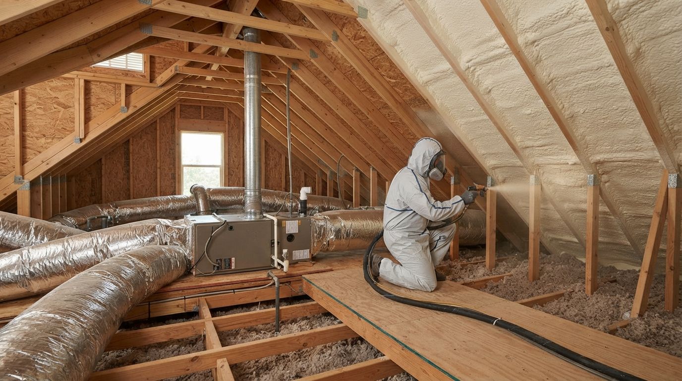 Professional spray foam solution for a residential attic in Conroe Texas