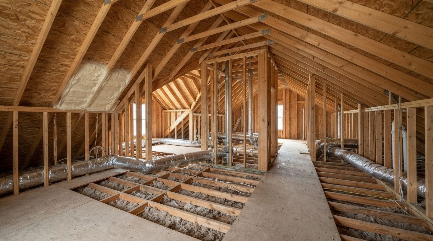 Attic conditions affecting spray foam insulation costs in Conroe Texas
