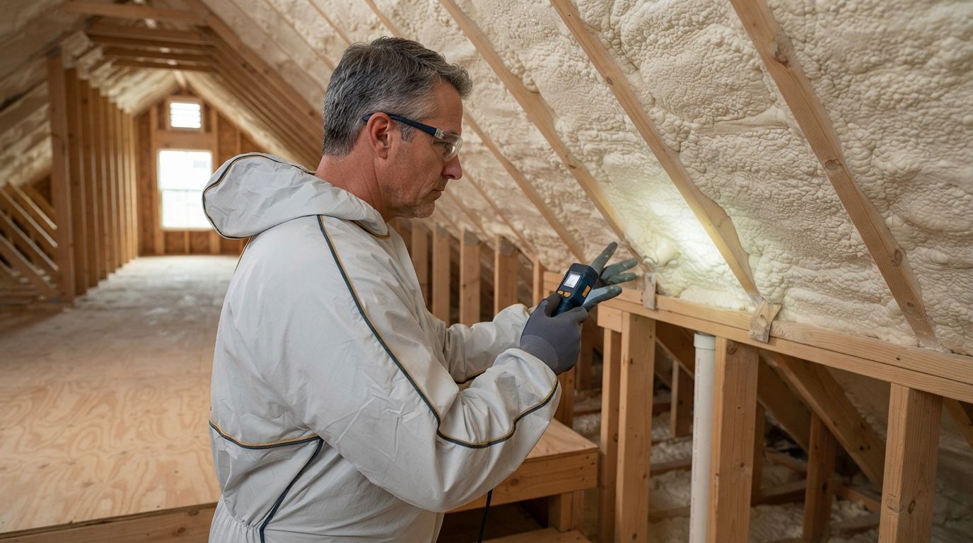 Professional attic spray foam quality inspection in Conroe Texas