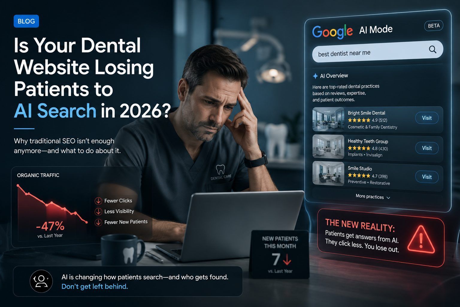 Dental practice website on laptop showing patient conversion elements — Digital Floss dental website
