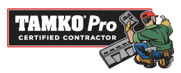 A logo for tamko pro certified contractor