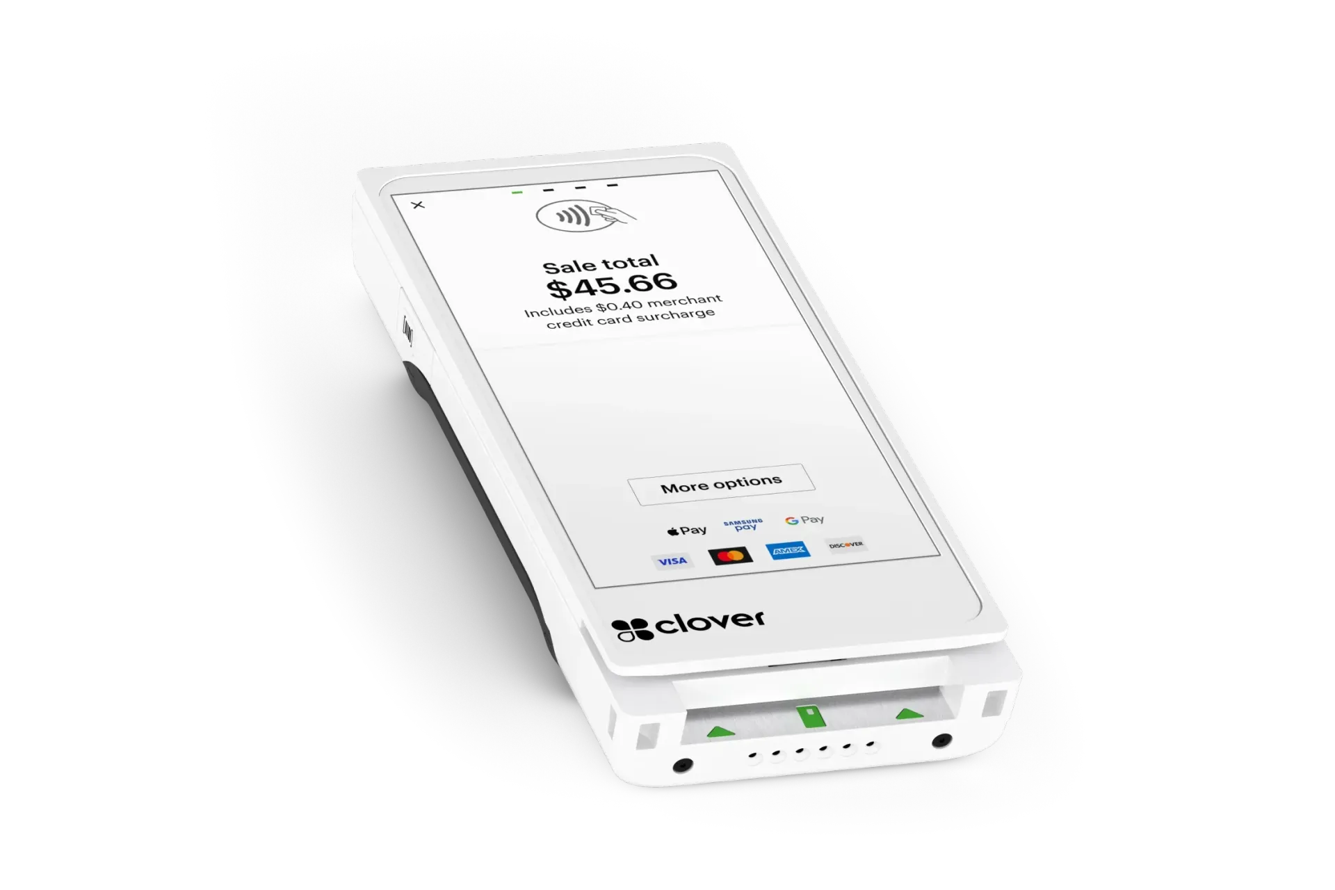 A white device is sitting on a white surface.