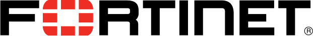A black and red logo for fortinet on a white background