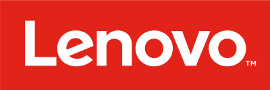 The lenovo logo is on a red background