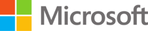 A microsoft logo with a colorful background
